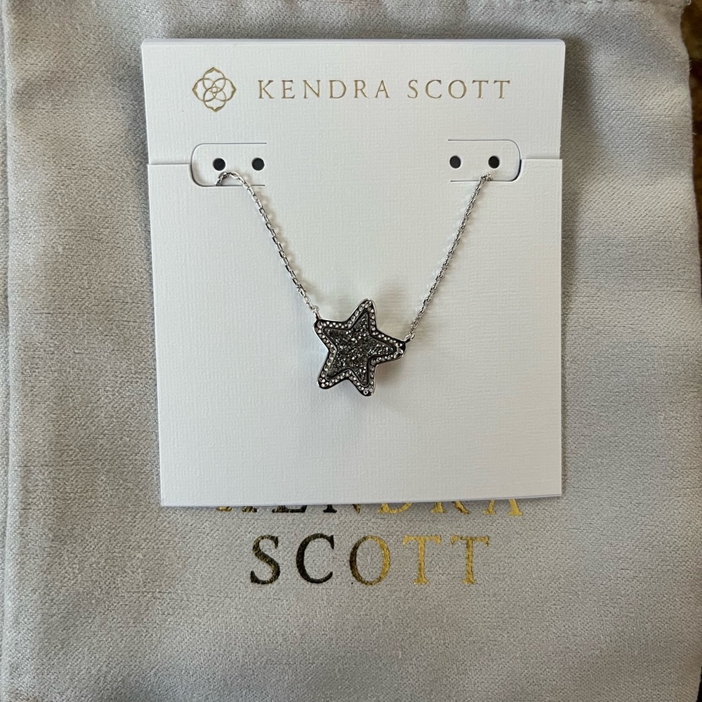 Jae Star Silver Pendant Necklace - Platinum Drusy